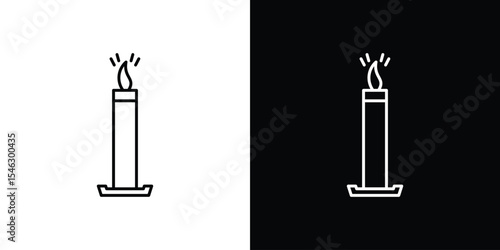 Candle icon in black. flat graphic vector icon