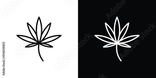 Cannabis leaf icon in black. flat graphic vector icon