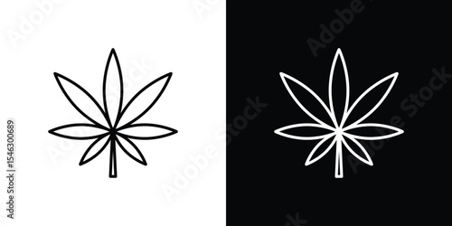Cannabis leaf icon in black. flat graphic vector icon