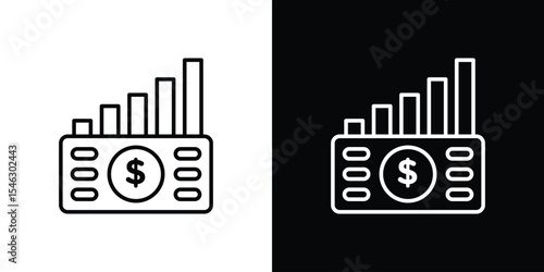 capital gain icon in black. flat graphic vector icon