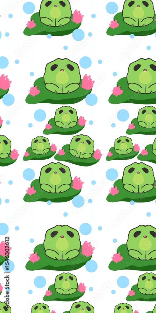 Obraz premium Cute Frog on Lily Pad Seamless Pattern
