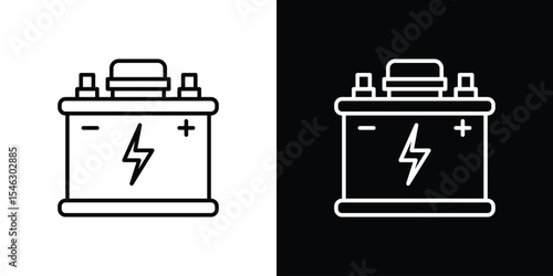 Car battery icon in black. flat graphic vector icon