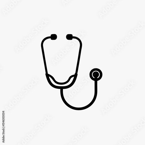 Black Stethoscope Icon Isolated on White Background Representing Medical and Healthcare Concept

