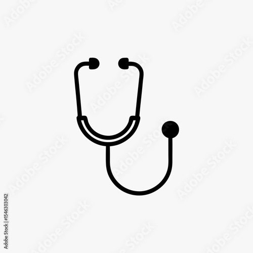Black Stethoscope Icon Isolated on White Background Representing Medical and Healthcare Concept
