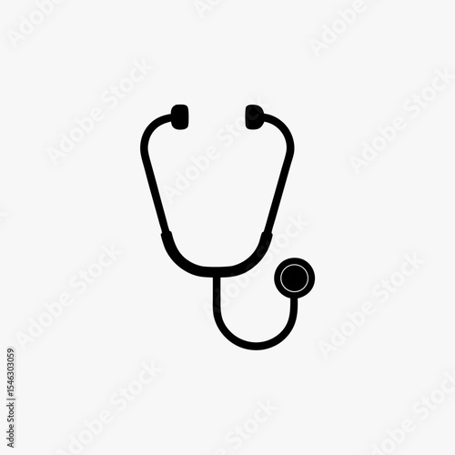 Black Stethoscope Icon Isolated on White Background Representing Medical and Healthcare Concept
