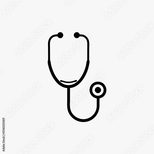 Black Stethoscope Icon Isolated on White Background Representing Medical and Healthcare Concept
