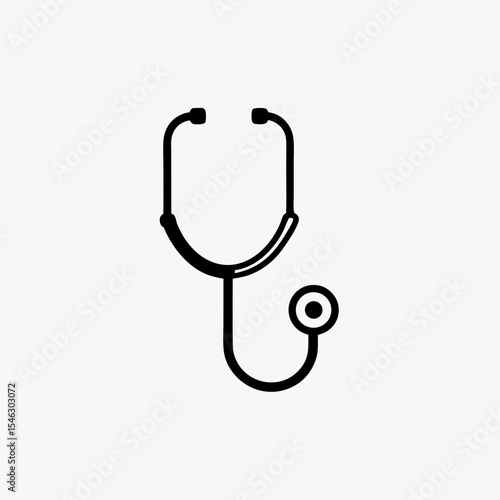 Black Stethoscope Icon Isolated on White Background Representing Medical and Healthcare Concept
