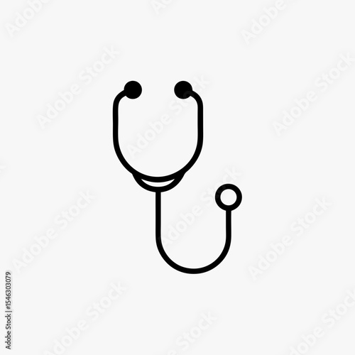 Black Stethoscope Icon Isolated on White Background Representing Medical and Healthcare Concept
