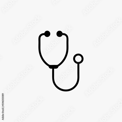 Black Stethoscope Icon Isolated on White Background Representing Medical and Healthcare Concept
