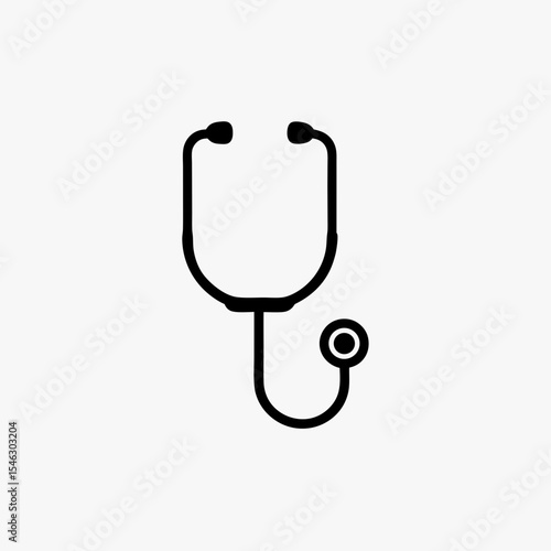 Black Stethoscope Icon Isolated on White Background Representing Medical and Healthcare Concept
