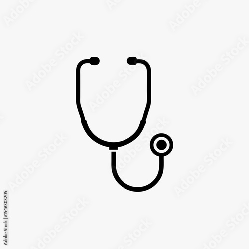 Black Stethoscope Icon Isolated on White Background Representing Medical and Healthcare Concept
