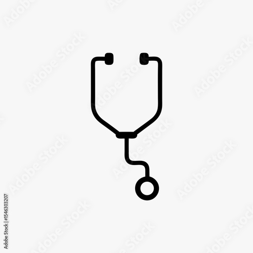 Black Stethoscope Icon Isolated on White Background Representing Medical and Healthcare Concept
