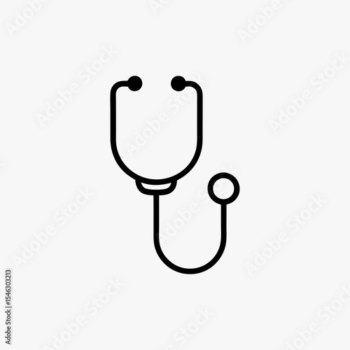 Black Stethoscope Icon Isolated on White Background Representing Medical and Healthcare Concept
