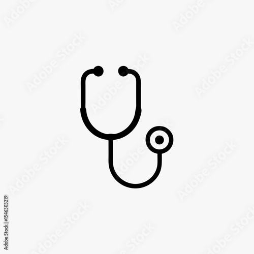 Black Stethoscope Icon Isolated on White Background Representing Medical and Healthcare Concept
