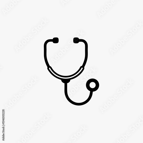 Black Stethoscope Icon Isolated on White Background Representing Medical and Healthcare Concept
