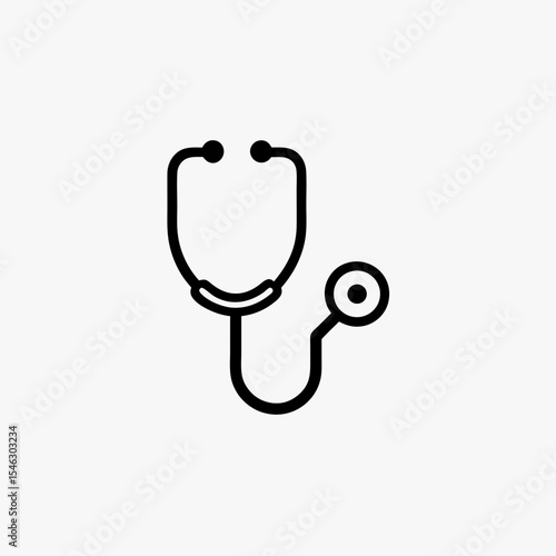 Black Stethoscope Icon Isolated on White Background Representing Medical and Healthcare Concept
