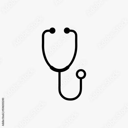 Black Stethoscope Icon Isolated on White Background Representing Medical and Healthcare Concept
