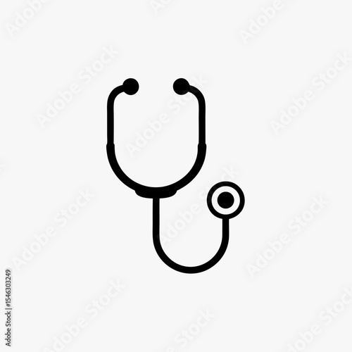 Black Stethoscope Icon Isolated on White Background Representing Medical and Healthcare Concept
