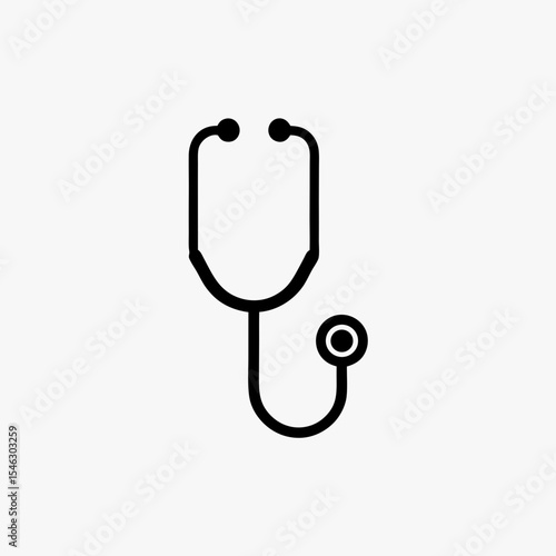 Black Stethoscope Icon Isolated on White Background Representing Medical and Healthcare Concept

