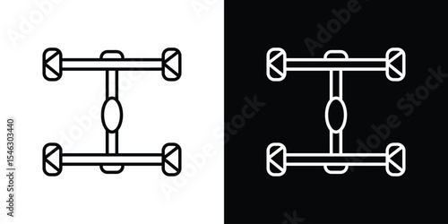Car chassis icon in black. flat graphic vector icon