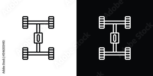 Car chassis icon in black. flat graphic vector icon
