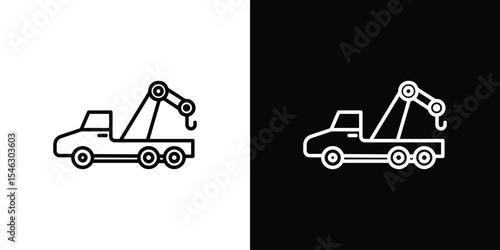 Car crane icon in black. flat graphic vector icon