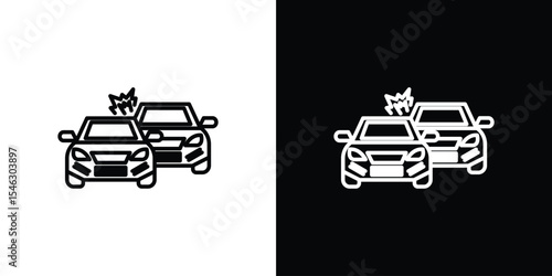 Car crash icon in black. flat graphic vector icon