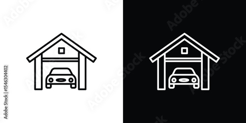 Car garage icon in black. flat graphic vector icon