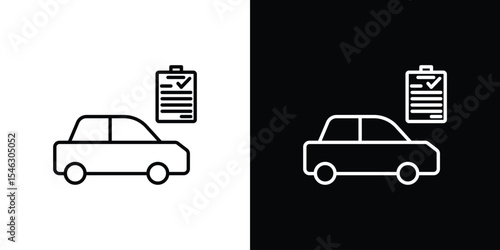 Car repair check list icon in black. flat graphic vector icon