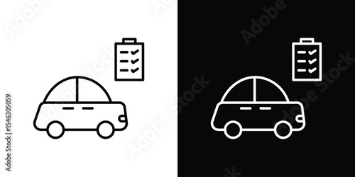 Car repair check list icon in black. flat graphic vector icon