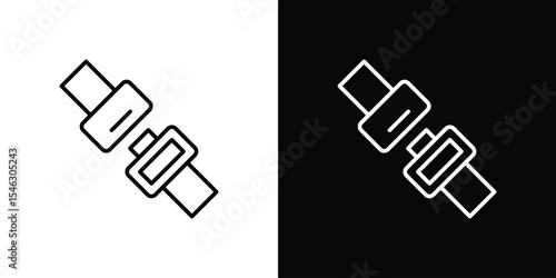 Car seat belt icon in black. flat graphic vector icon