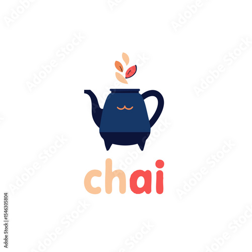 Logo concept of chai tea stall bold glyph silhouette clove and steam swirl
