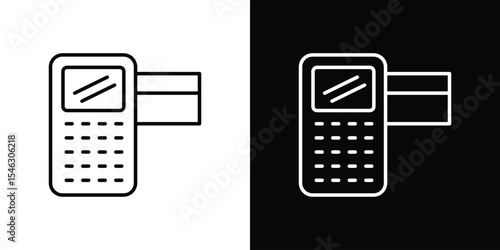 Card machine icon in black. flat graphic vector icon