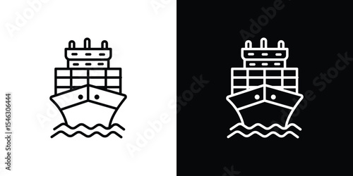 Cargo Ship icon in black. flat graphic vector icon