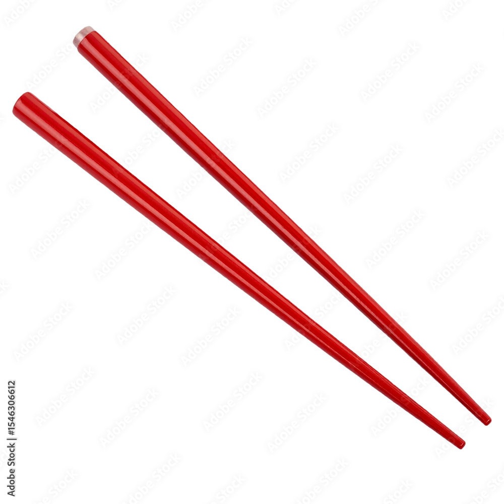 Glossy red chopsticks, traditional Asian dining utensil, transparent background. Glossy red chopsticks, traditional Asian dining utensil, transparent background.