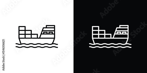 Cargo ship icon in black. flat graphic vector icon