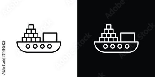 Cargo Ship icon in black. flat graphic vector icon