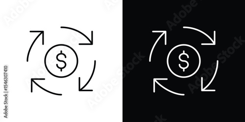 Cash flow icon in black. flat graphic vector icon
