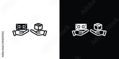 Cash on delivery icon in black. flat graphic vector icon