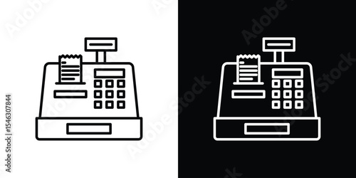 Cash register icon in black. flat graphic vector icon