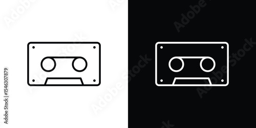 Cassette tape icon in black. flat graphic vector icon