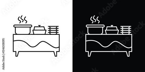 Catering buffet icon in black. flat graphic vector icon