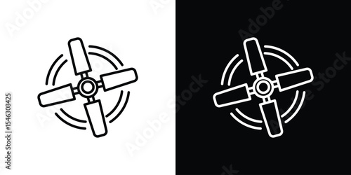 Ceiling fan icon in black. flat graphic vector icon