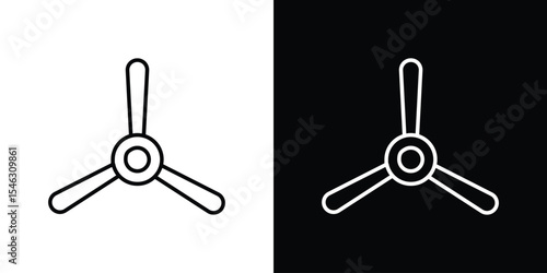 Ceiling fan icon in black. flat graphic vector icon