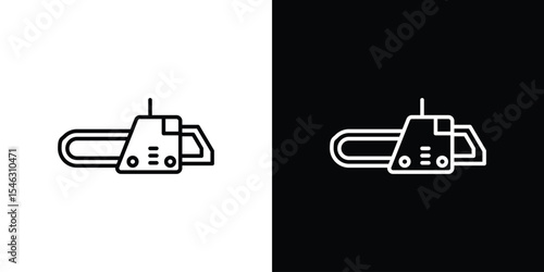 Chainsaw icon in black. flat graphic vector icon