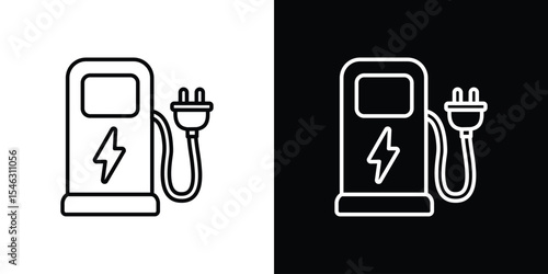 Charging station icon in black. flat graphic vector icon