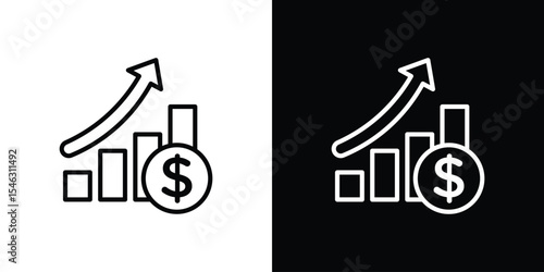 Chat arrow grow icon in black. flat graphic vector icon