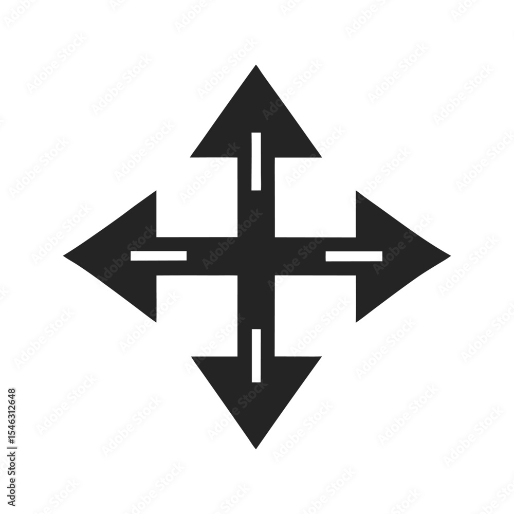 Four Arrowheads Pointing in Different Directions Four Arrowheads Pointing in Different Directions