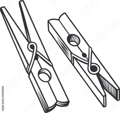 clothes pins on a clothesline