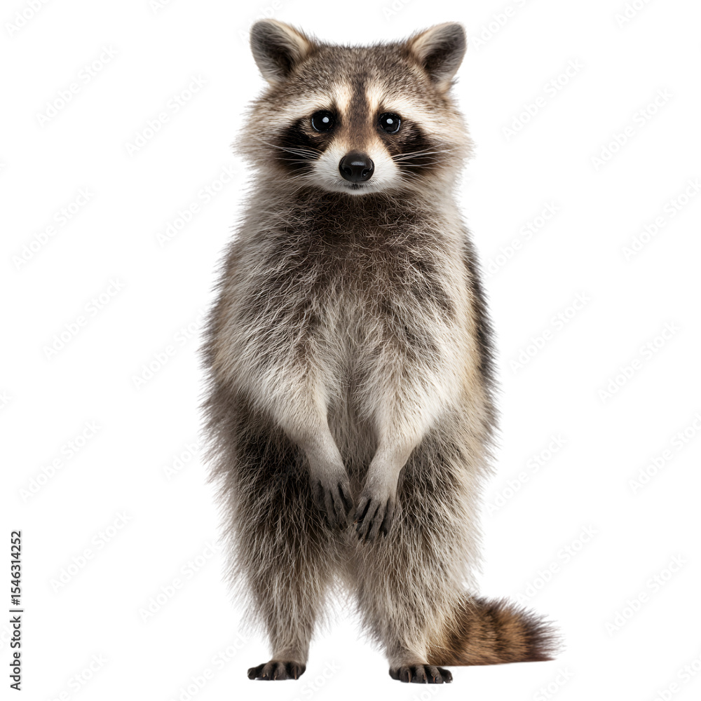 raccoon standing isolated transparent background, PNG, cutout raccoon standing isolated transparent background, PNG, cutout